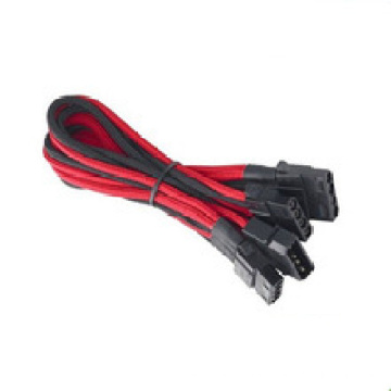 Sleeved 4-Pin IDE Molex to 3 Molex Power Adapter Cable